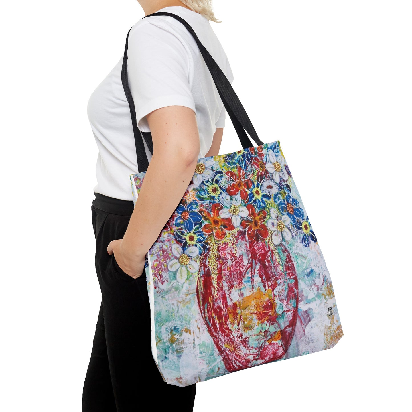 Tote Bag - No. 245 - Flowers In Red Vase