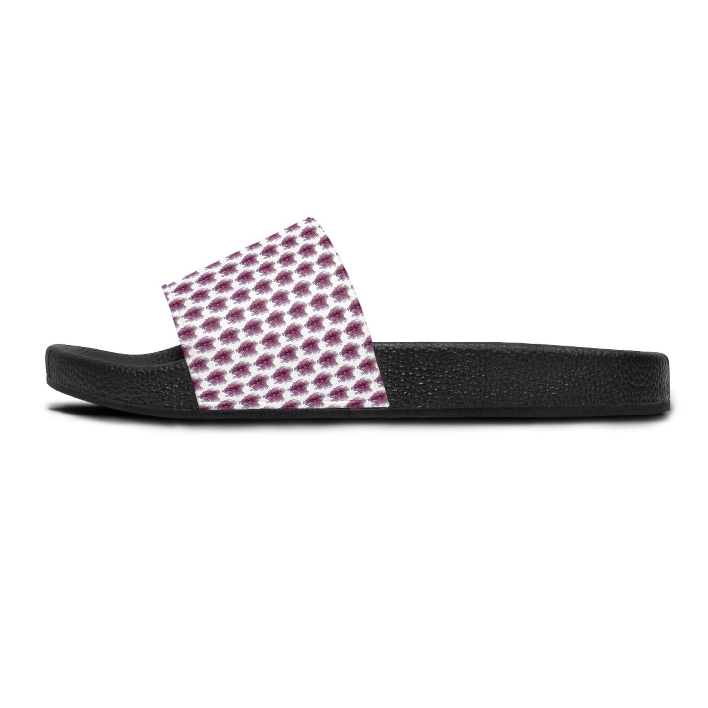 Women's Slide Sandals -No. 269 - Pink & Purple flower - By Irish Artist Fiona de Lacy