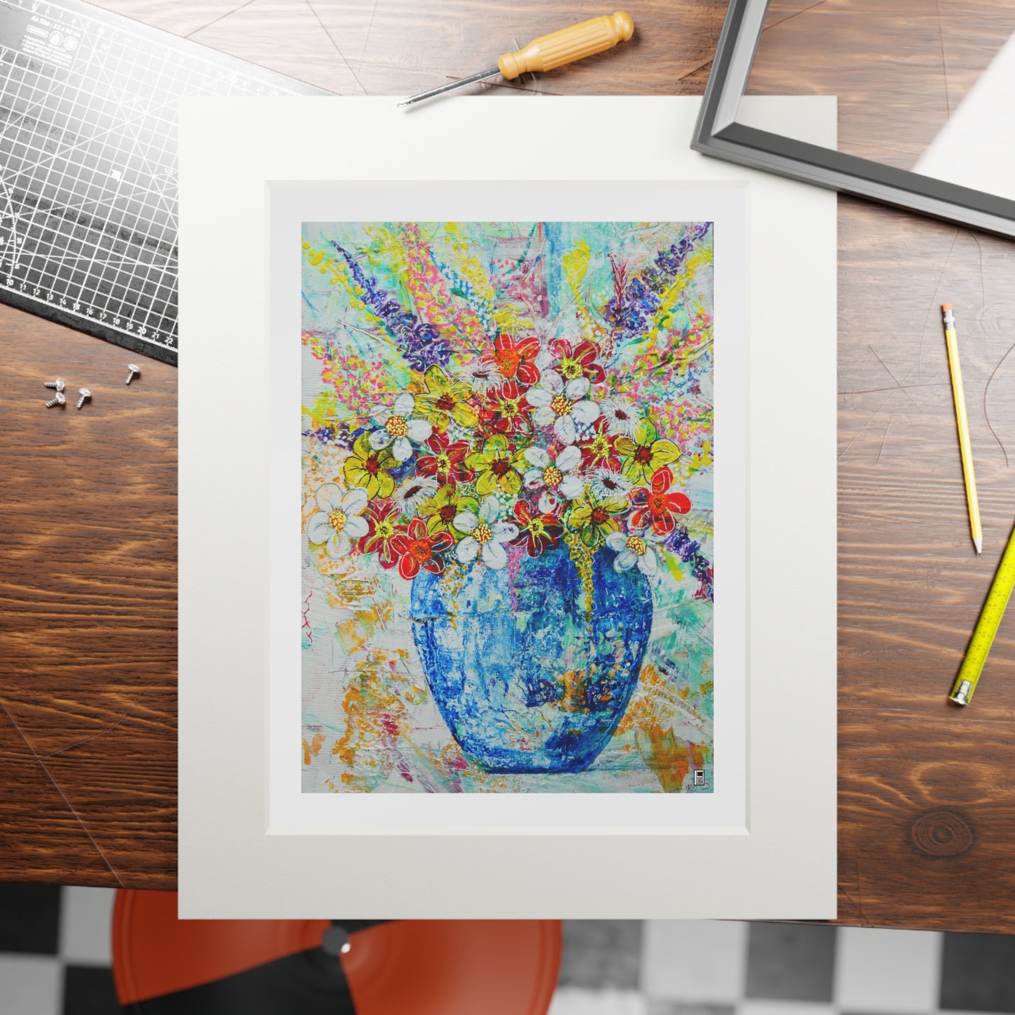 Fine Art Print (Cardboard Frame) - No. 247 - Blue vase