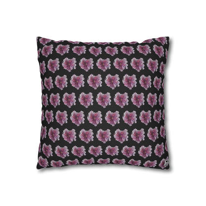 Cushion Pillow Case - No 269 Pink / Purple Flower on Black