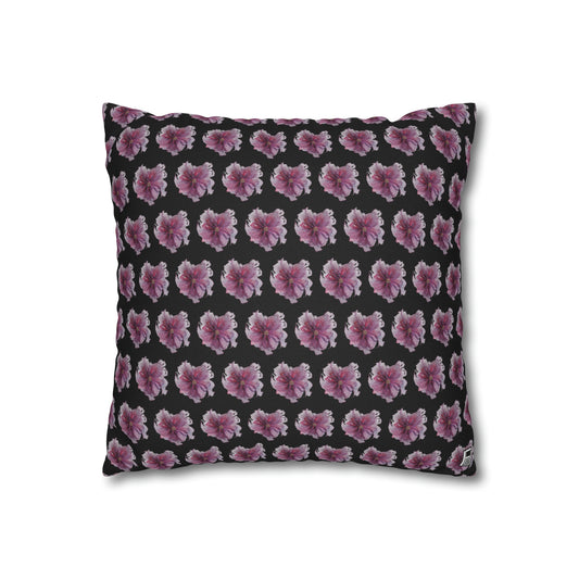 Cushion Pillow Case - No 269 Pink / Purple Flower on Black