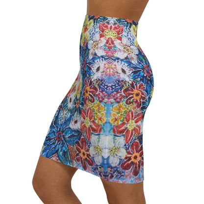 Women's Mini Skirt - No. 242 - Large Blue Flowers