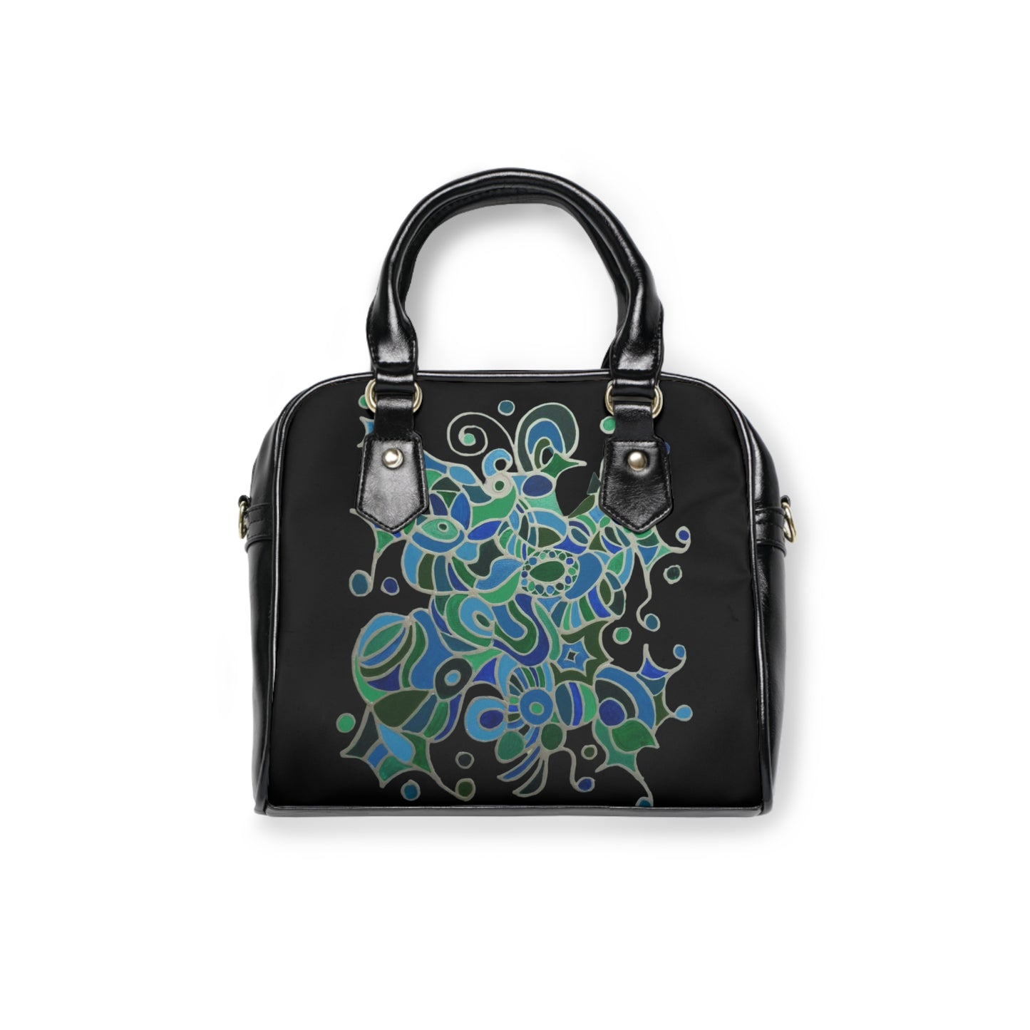 Shoulder Handbag - No. 146 -  'Bird of Paradise' on Black