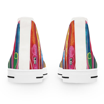 Women's High Top Sneakers, No. 237 C 'Pods' Green Heel, Multicoloured - Designed by Irish Artist Fiona de Lacy