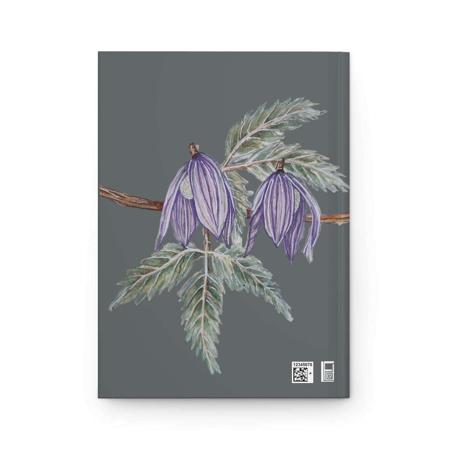 Hardcover Journal Matte (Lined) - No. 270 - Purple Drop Flowers on Grey - By Irish Artist Fiona de Lacy