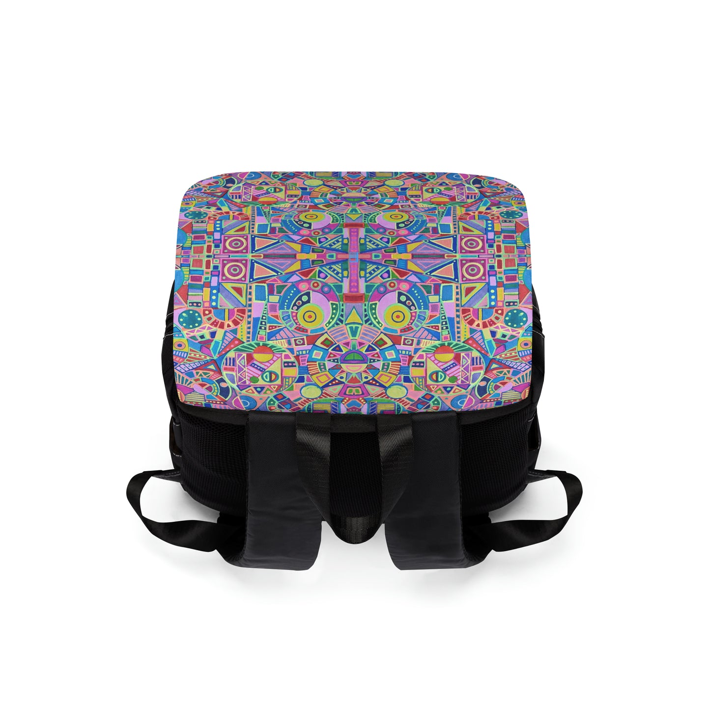 Casual Shoulder Backpack,  No. 258 B -  Multicoloured Abstract -  By Irish Artist Fiona de Lacy