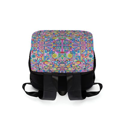 Casual Shoulder Backpack,  No. 258 B -  Multicoloured Abstract -  By Irish Artist Fiona de Lacy