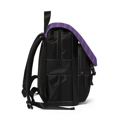 Casual Shoulder Backpack,  No. 000 - Artists Logo on Purple -  By Irish Artist Fiona de Lacy