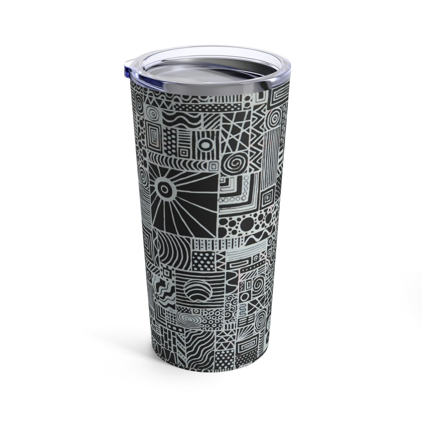 Tumbler 20oz - No.  252 - By Irish Artist Fiona de Lacy - Black & White