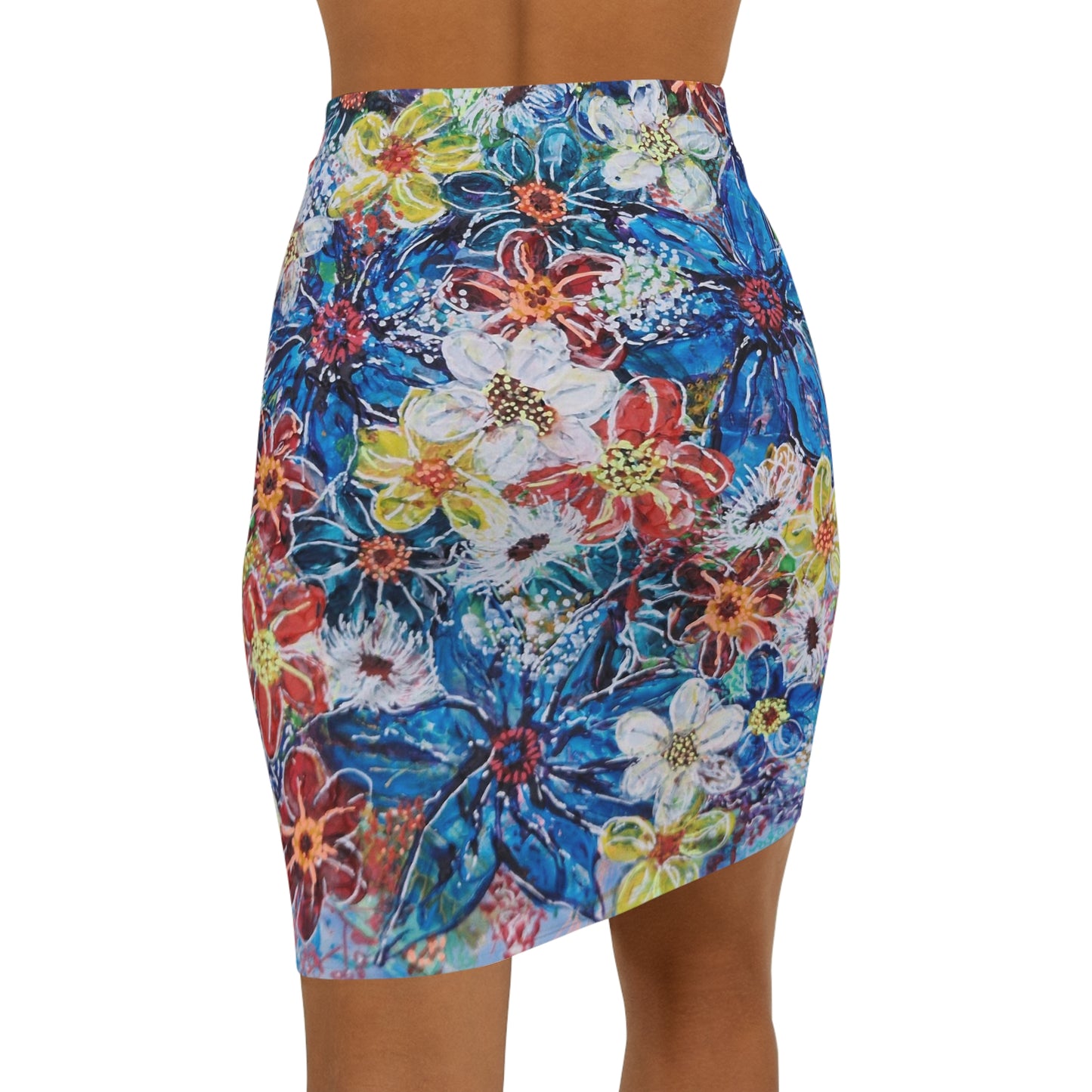 Women's Mini Skirt - No. 242 - Large Blue Flowers