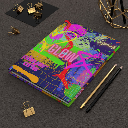 Hardcover Journal Matte (Lined) - No. 232 - 'Glow' Multicoloured Graffiti - By Irish Artist Fiona de Lacy