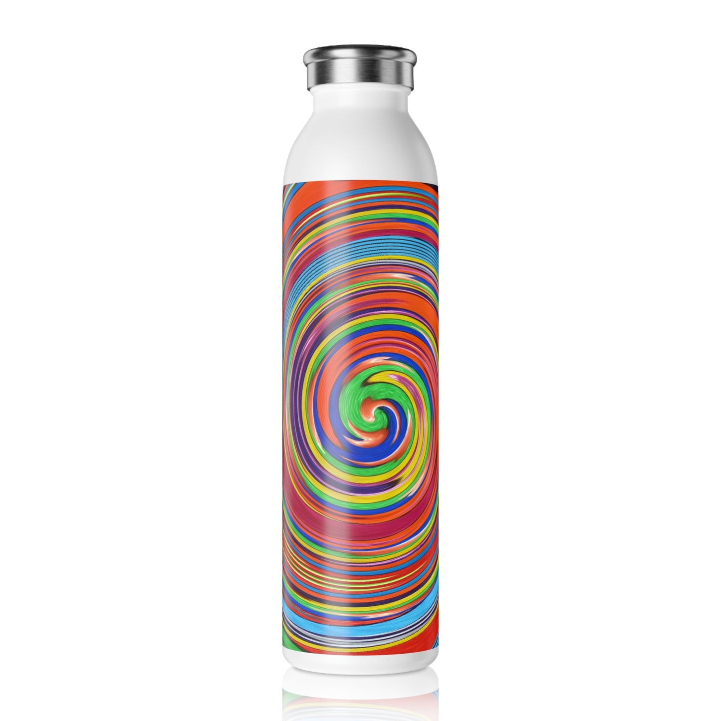 Slim Water Bottle - No. 302 - Purple & Orange Swirl - By Irish Artist Fiona de Lacy