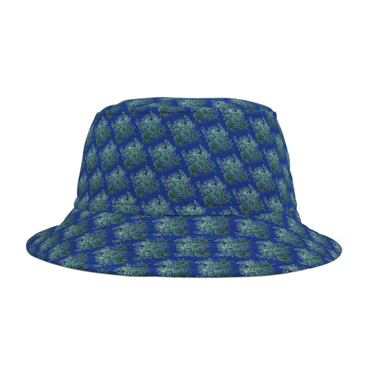 Bucket Hat  - No. 146 - Bird of Paradise on Dark Blue - By Irish Artist Fiona de Lacy