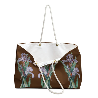 Weekender / Beach / Overnight Bag - No. 272 - Purple Orchid on Light Brown