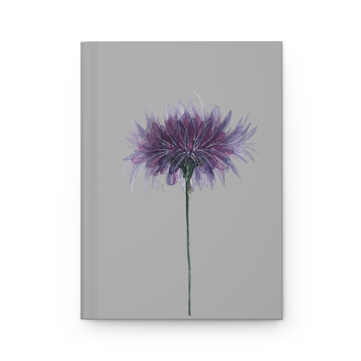 Hardcover Journal Matte (Lined) - No. 268 - Purple Flower on Grey - By Irish Artist Fiona de Lacy