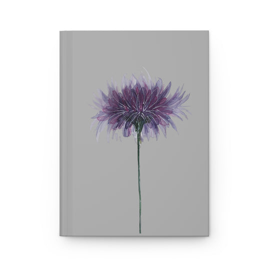 Hardcover Journal Matte (Lined) - No. 268 - Purple Flower on Grey - By Irish Artist Fiona de Lacy