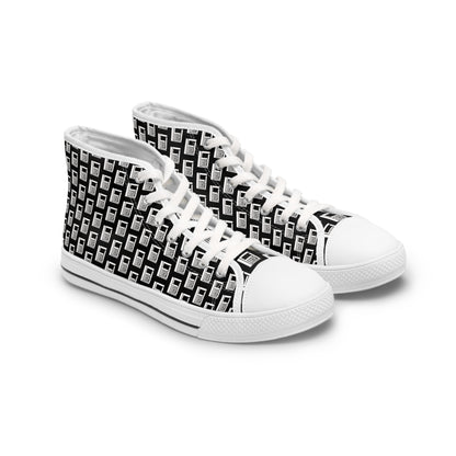 Women's High Top Sneakers - No. 000 - White Logo On Black - By Irish Artist Fiona de Lacy