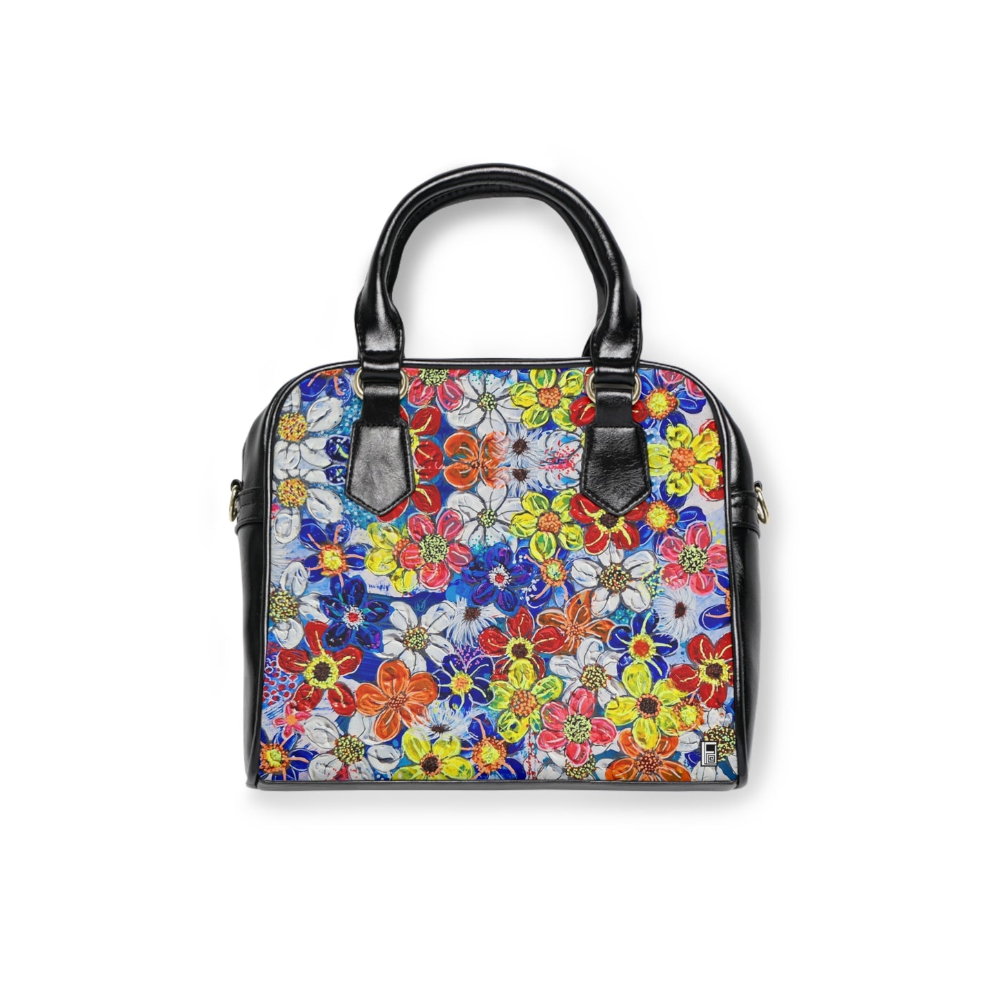 Shoulder Handbag - No. 240 - Flowers on Purple