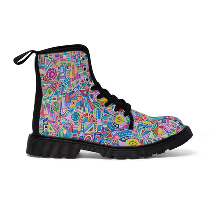 Women's Canvas Boots - No. 258 - Multicoloured Abstract