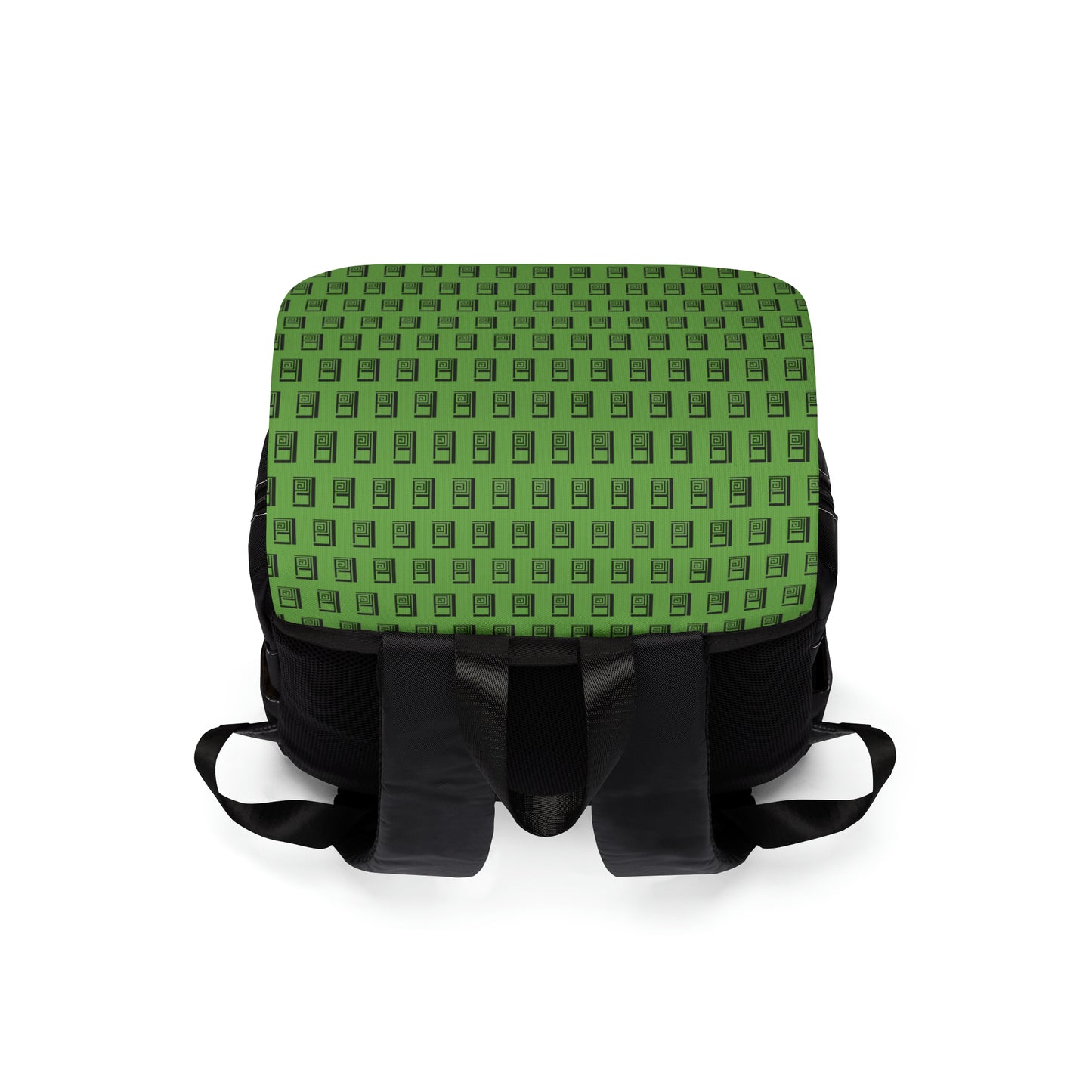 Casual Shoulder Backpack,  No. 000 - Artists Logo on Green -  By Irish Artist Fiona de Lacy