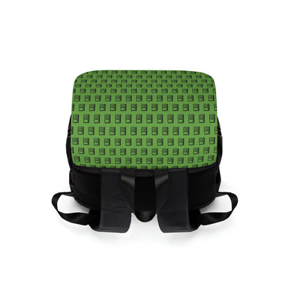 Casual Shoulder Backpack,  No. 000 - Artists Logo on Green -  By Irish Artist Fiona de Lacy