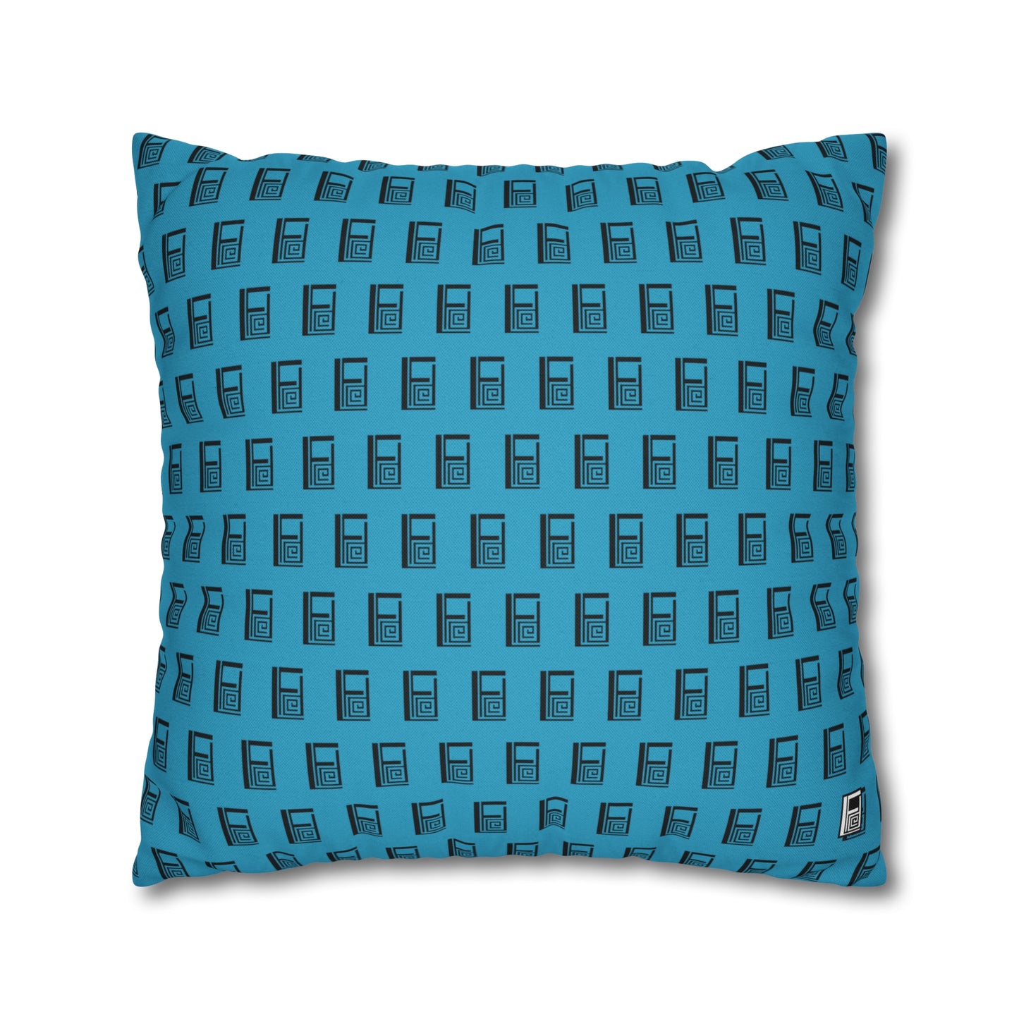 Cushion Pillow Case - No. 000TE - Black Logo on Turquoise