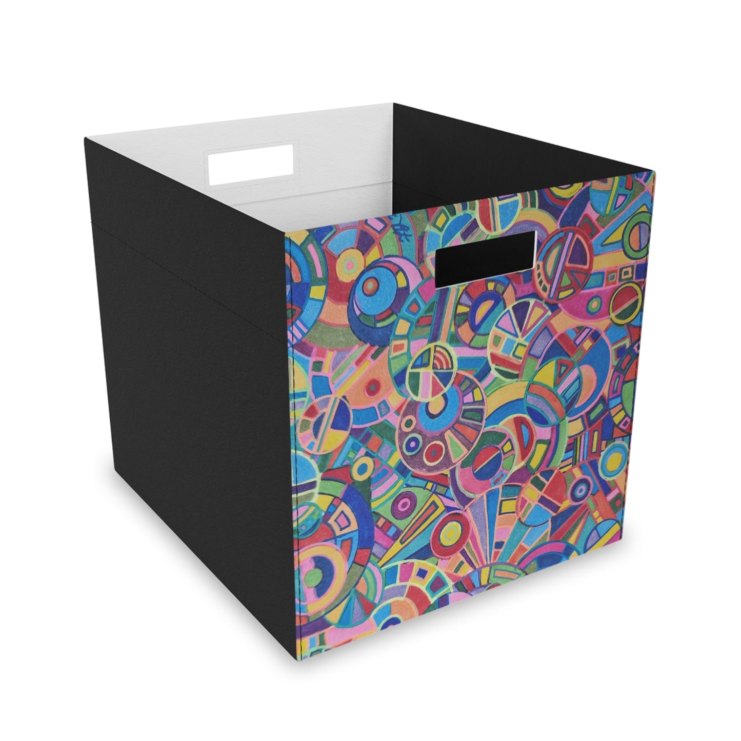 Felt Storage Box - No. 265 - Geometric Multicoloured Circles - By Irish Artist Fiona de Lacy