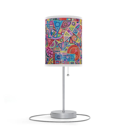 Lamp on a Stand, US|CA plug - No. 266 - Multicolour Abstract on Pink