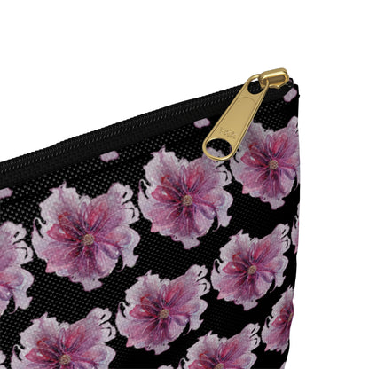 Make Up Bag - No. 269 - Purple & Pink Flower on Black