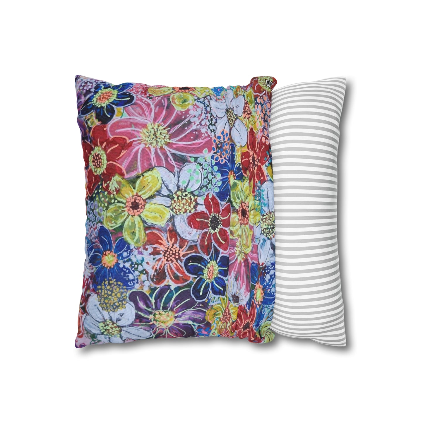 Cushion Pillow Case - No. 240 - Multicoloured Flowers on Pink