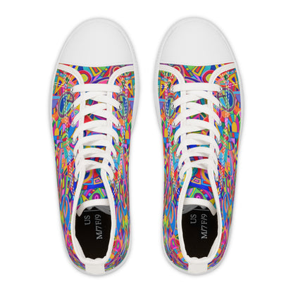 Women's High Top Sneakers - No. 265 - Multicoloured Abstract Circles - Irish Artist Fiona de Lacy