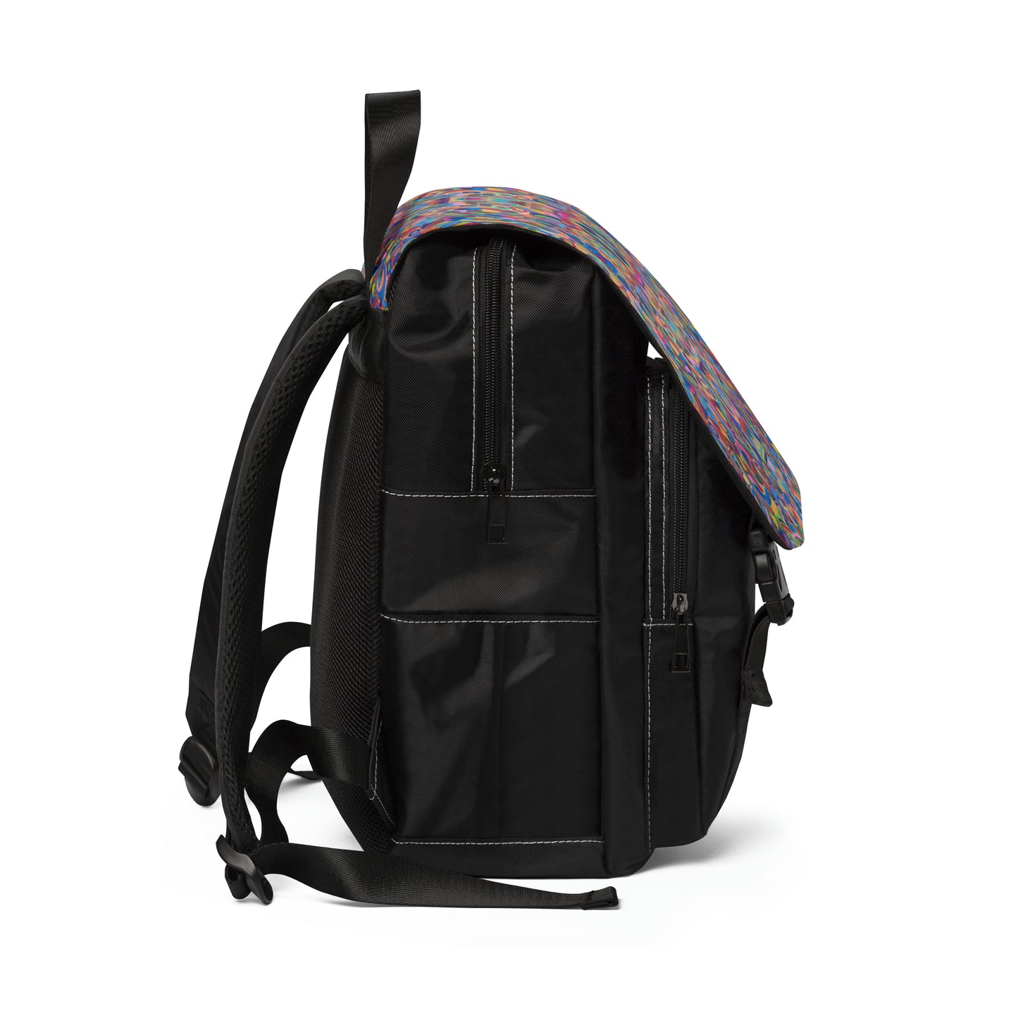 Casual Shoulder Backpack,  No. 265 B Multicoloured Abstract -  By Irish Artist Fiona de Lacy