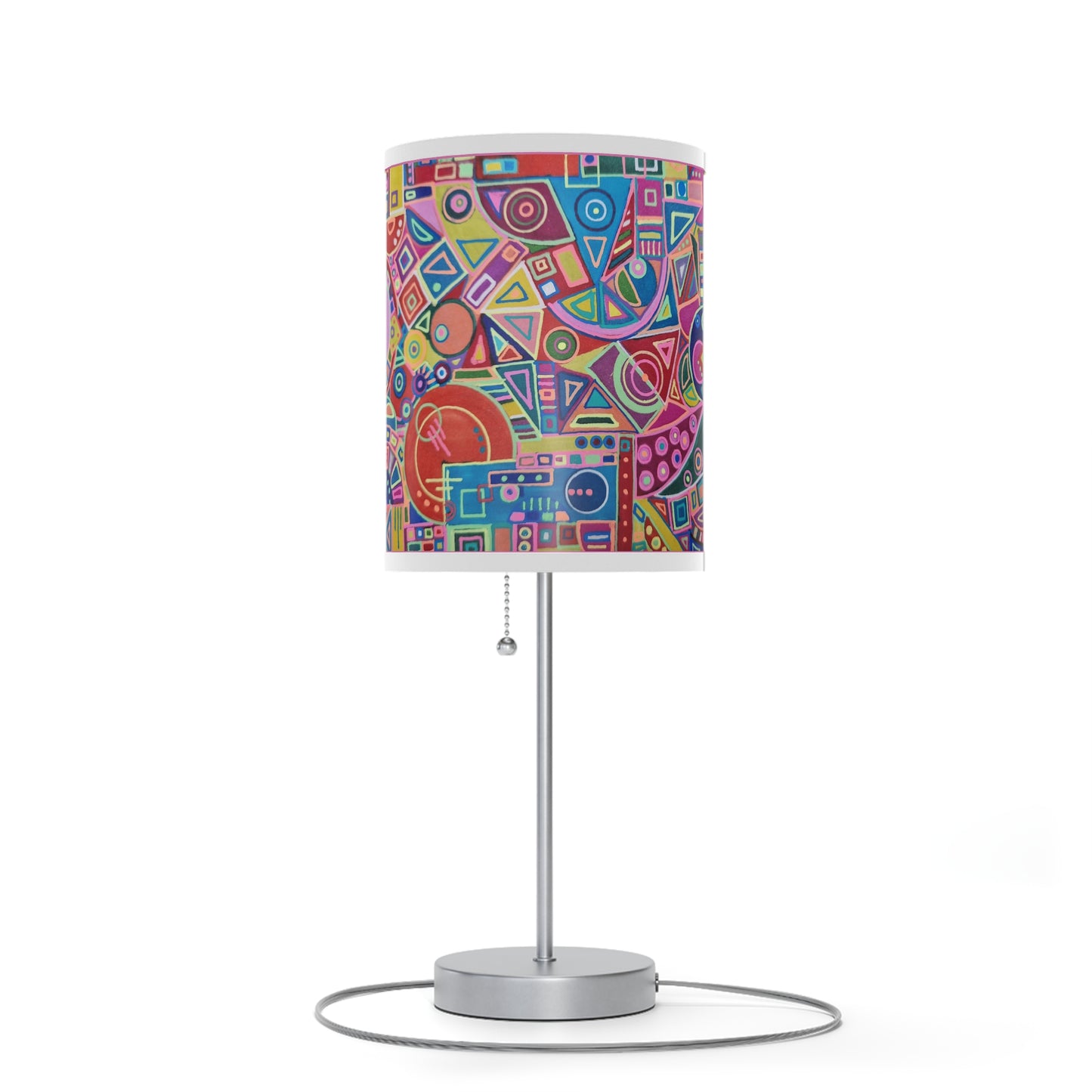 Lamp on a Stand, US|CA plug - No. 266 - Multicolour Abstract on Pink