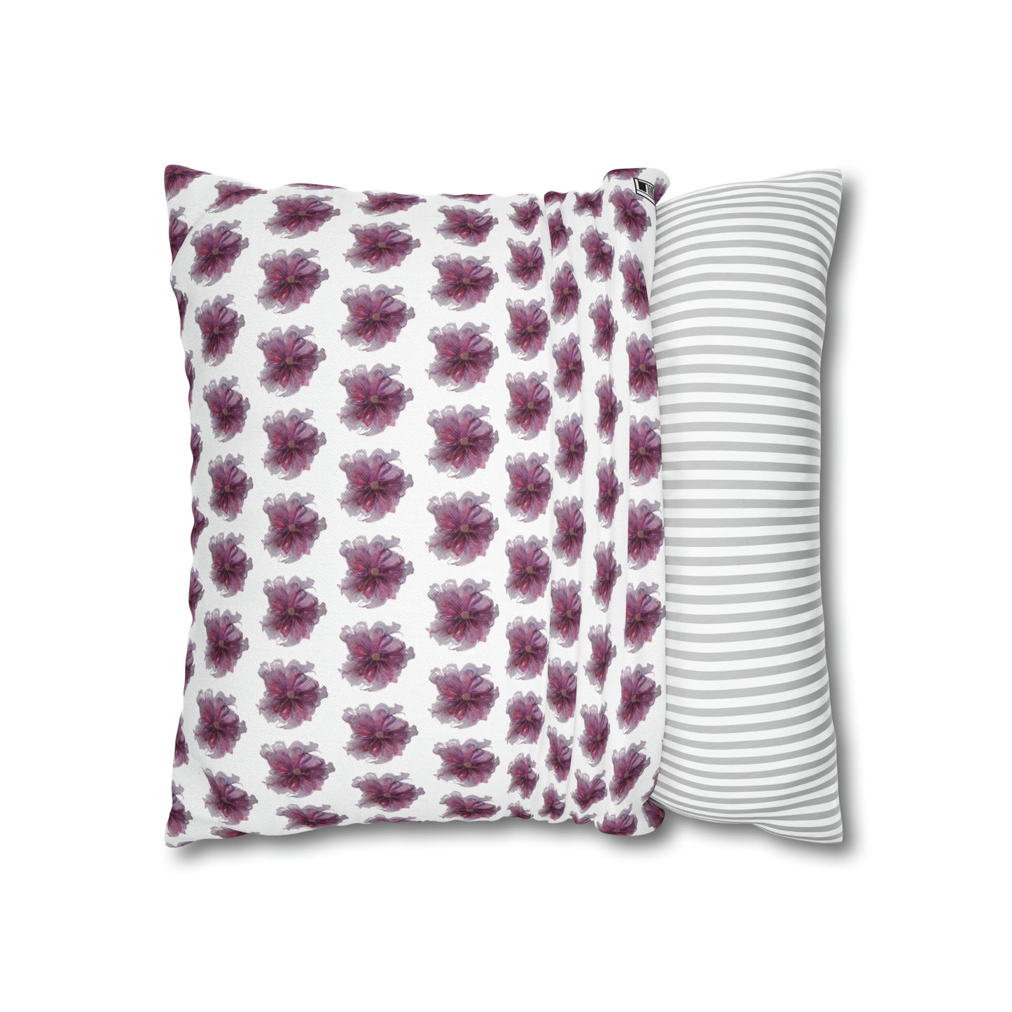 Cushion Pillow Case - No 269 Pink / Purple Flower on White