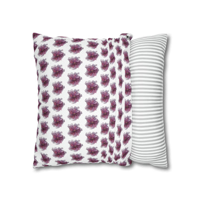 Cushion Pillow Case - No 269 Pink / Purple Flower on White
