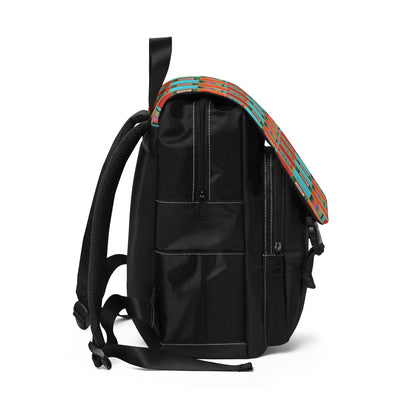 Casual Shoulder Backpack, No. 133 'Dyslexic' - By Irish Artist Fiona de Lacy - Orange, Red, Blue, Green, Gold