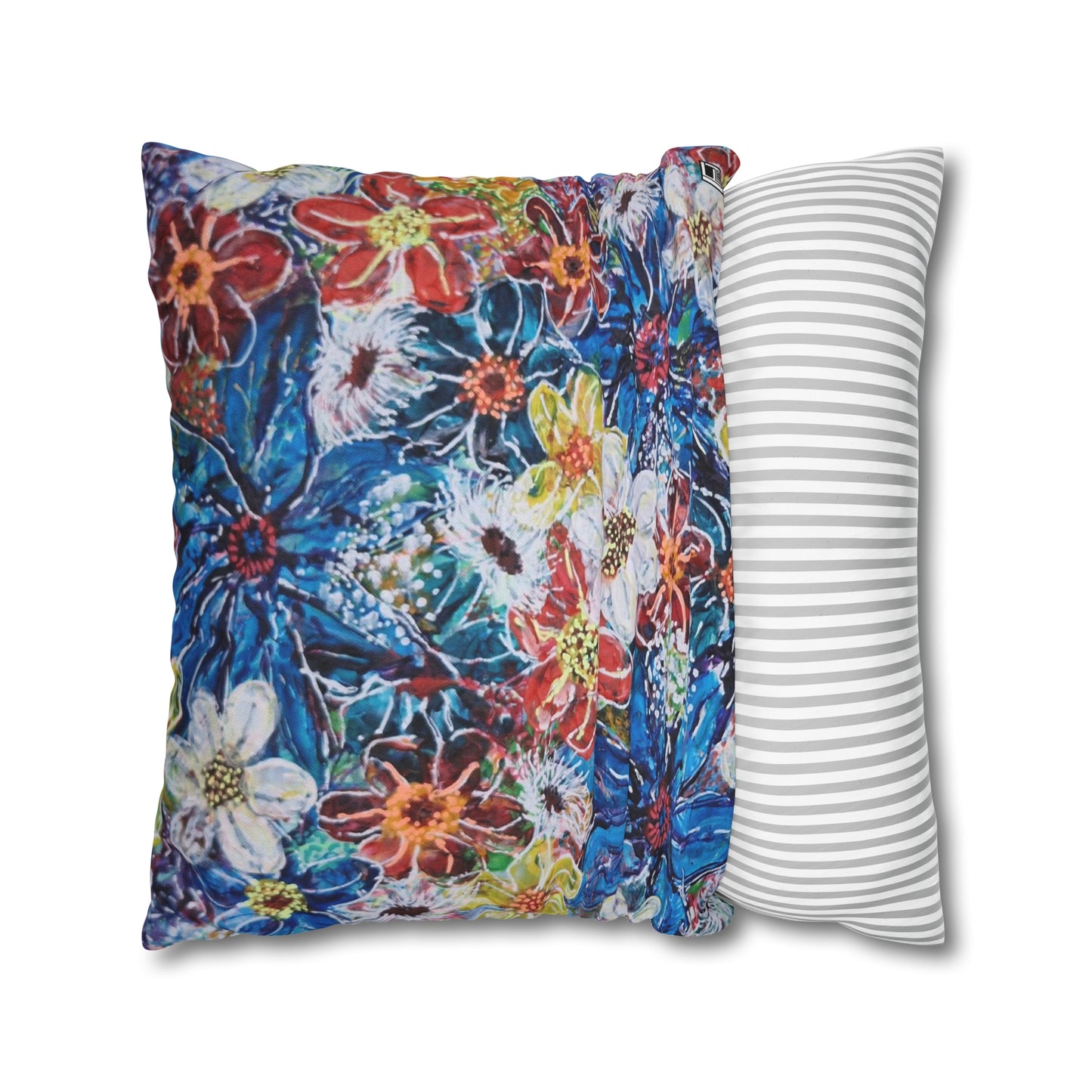 Cushion Pillow Case - No. 242 -  Large Blue Flowers