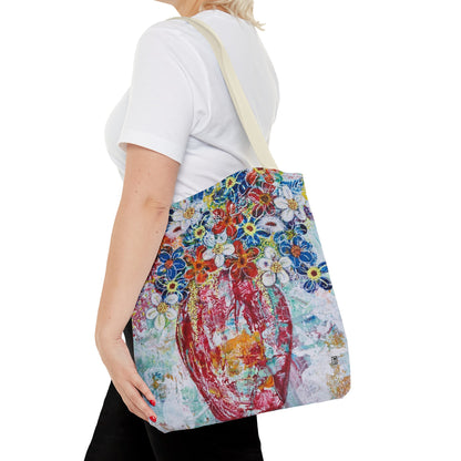 Tote Bag  - No. 245 - Flowers In Red Vase