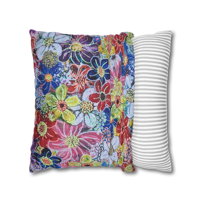 Cushion Pillow Case - No. 240 - Multicoloured Flowers on Pink