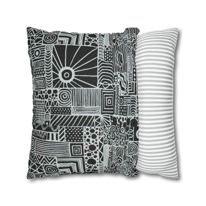 Cushion Pillow Case - No. 252 - White on Black