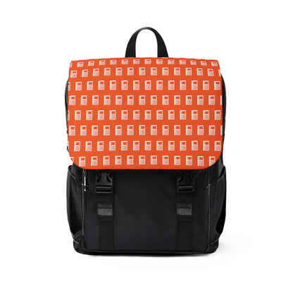 Casual Shoulder Backpack,  No. 000 - Artists Logo on Orange -  By Irish Artist Fiona de Lacy