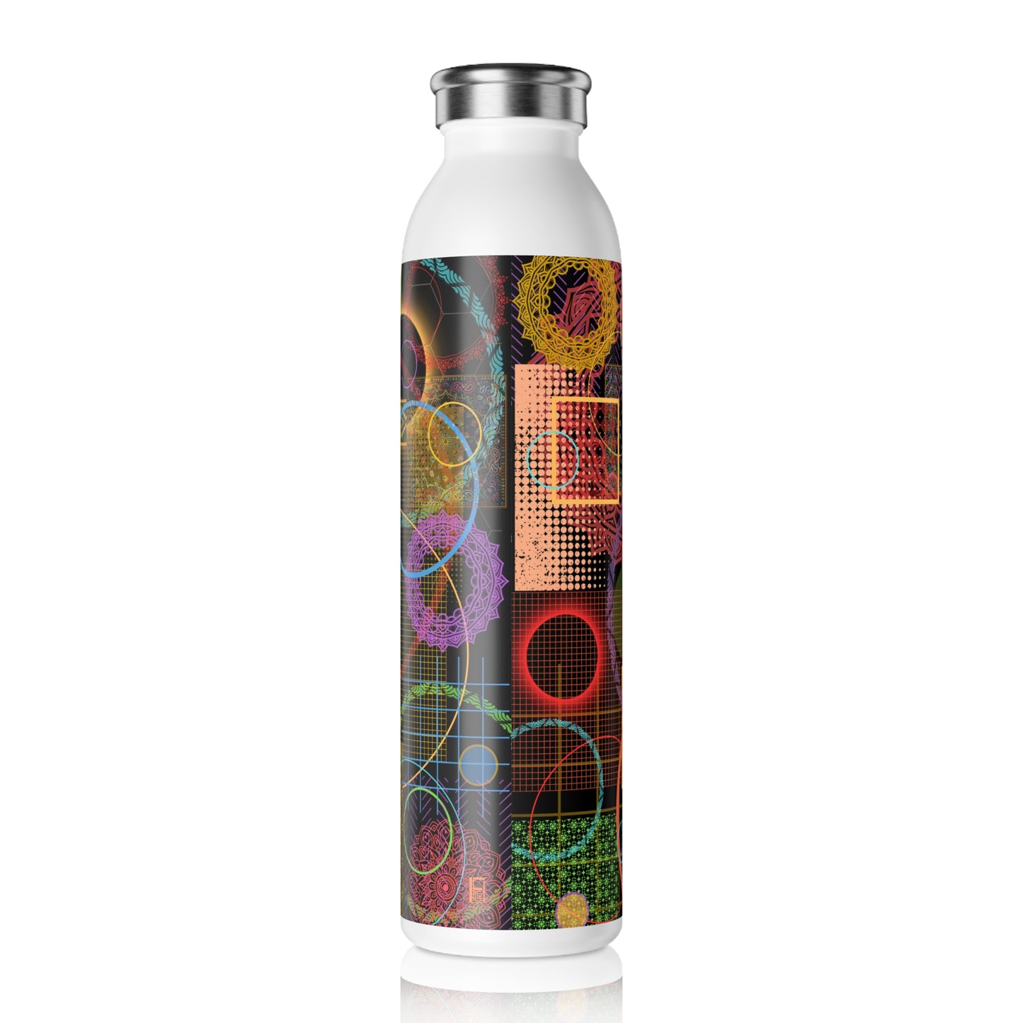 Slim Water Bottle - No. 299 'Rings' - By Irish Artist Fiona de Lacy