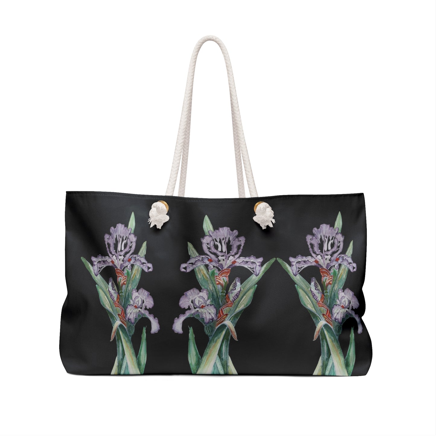 Weekender / Beach / Overnight Bag - No. 272 Purple Orchid on Black