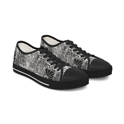 Women's Low Top Sneakers - No. 252 - Black & White - By Irish Artist Fiona de Lacy