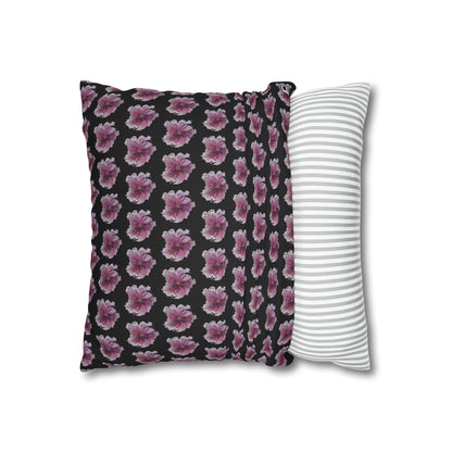 Cushion Pillow Case - No 269 Pink / Purple Flower on Black