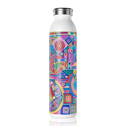 Slim Water Bottle - No. 257 'Hope' Multicoloured Abstract -  By Irish Artist Fiona de Lacy