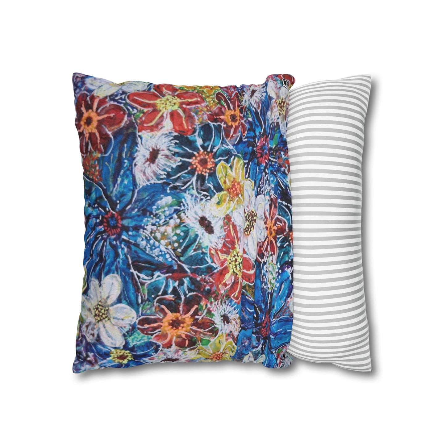 Cushion Pillow Case - No. 242 -  Large Blue Flowers