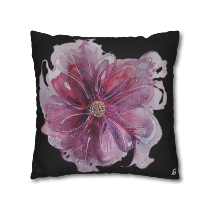 Cushion Pillow Case - No 269 Pink / Purple Flower on Black