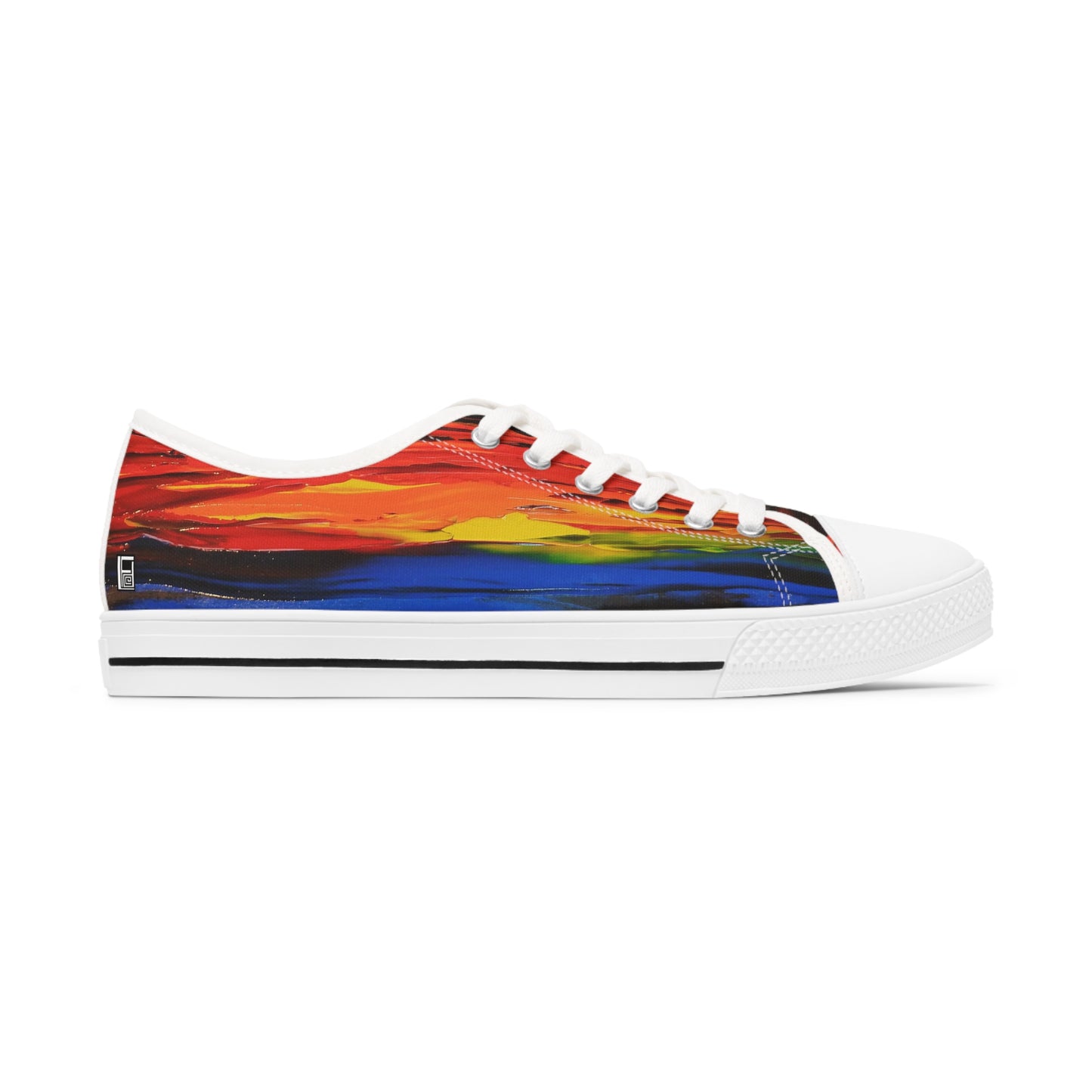 Women's Low Top Sneakers, Black Soles, No. 143 - A Brand New Day - By Irish Artist Fiona de Lacy