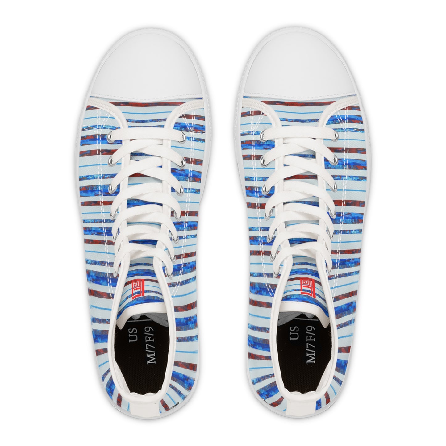 Women's High Top Sneakers, No. 140 -  'Thin Blue Line' - Designed by Irish Artist Fiona de Lacy